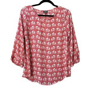 Mix by 41 Hawthorne elephant printed 3/4 sleeve blouse